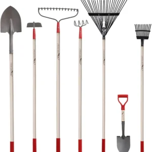 7-Piece Shovels Rakes Hoe Set 1