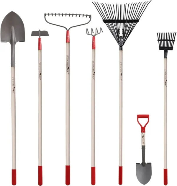 7-Piece Shovels Rakes Hoe Set 1