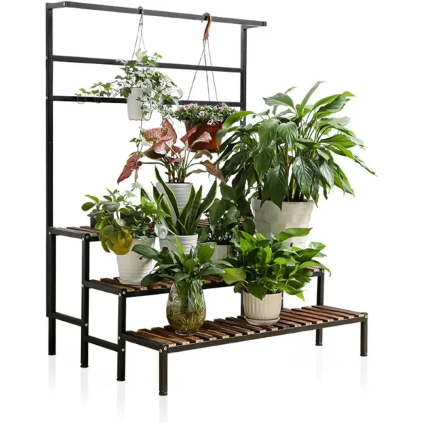 Steel-Wood Plant Shelves Metal Frame 1