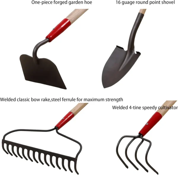 7-Piece Shovels Rakes Hoe Set 2