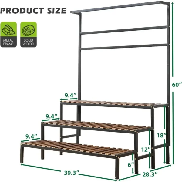 Steel-Wood Plant Shelves Metal Frame 2