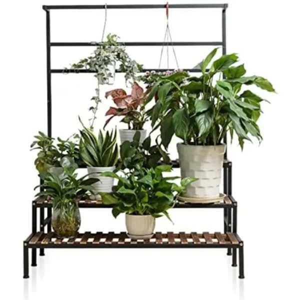 Steel-Wood Plant Shelves Metal Frame 3