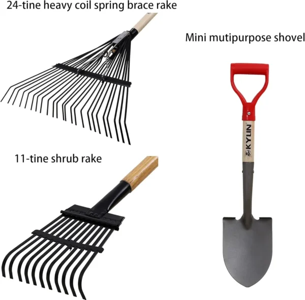 7-Piece Shovels Rakes Hoe Set 3