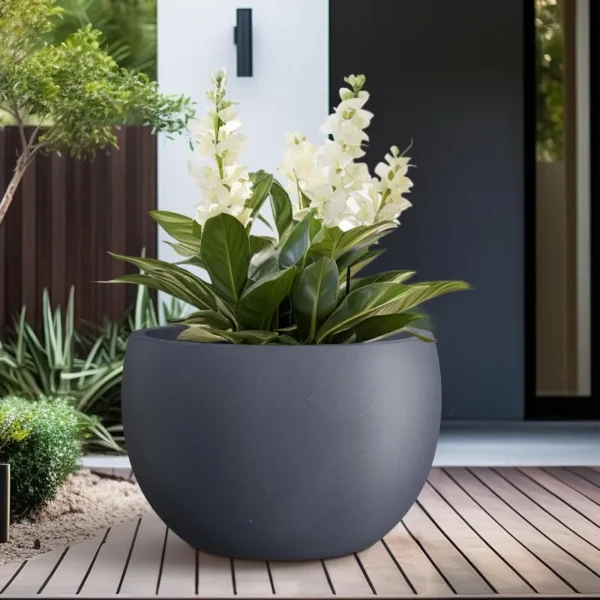 19.9" Dia Round Concrete Planter 3